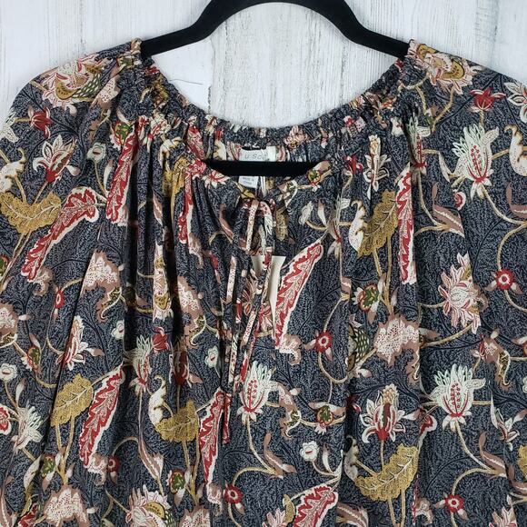 NWT See U Soon Semi-Sheer Metallic Printed Peasant Blouse Women's Size Small - Picture 3 of 11